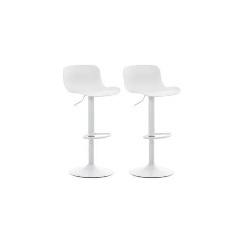 Lot 2 Tabourets de bar réglables pivotants en résine Blanc