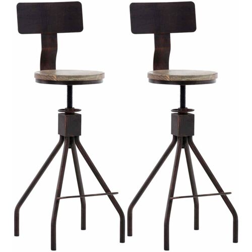 Lot de 2 tabourets de bar industriel en métal Bronze