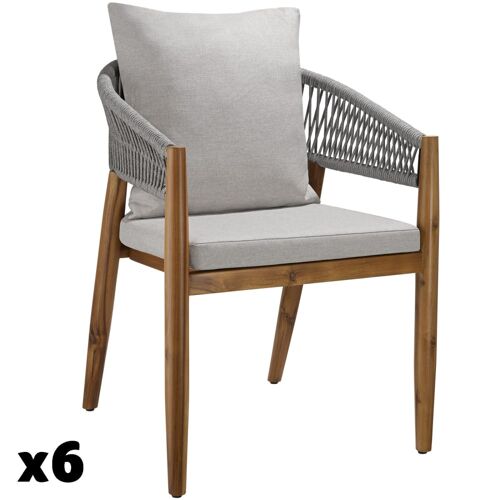Lot De 6 Chaises De Jardin Au Design Corde Housses Déperlantes Grège