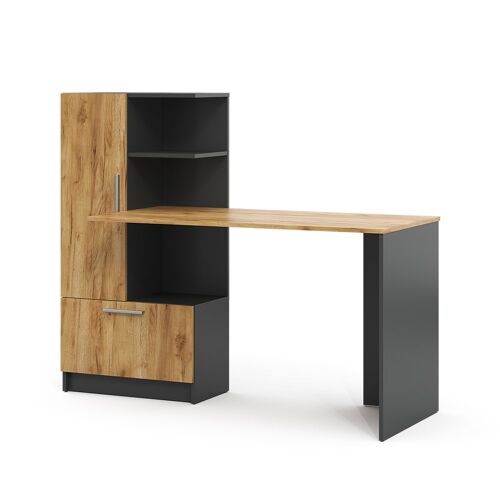 Bureau Anthracite/chêne doré 150x120cm