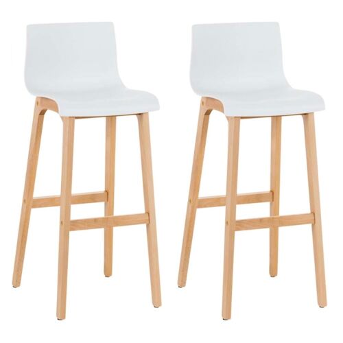 Lot 2 Tabourets bar avec pieds en bois en bois Blanc
