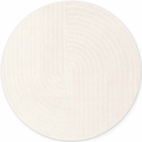 Tapis Rond En Laine Tuftée Main Crème 120cm