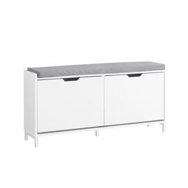 Banc de rangement à  chaussures avec 2 portes blanc 105x24x52cm