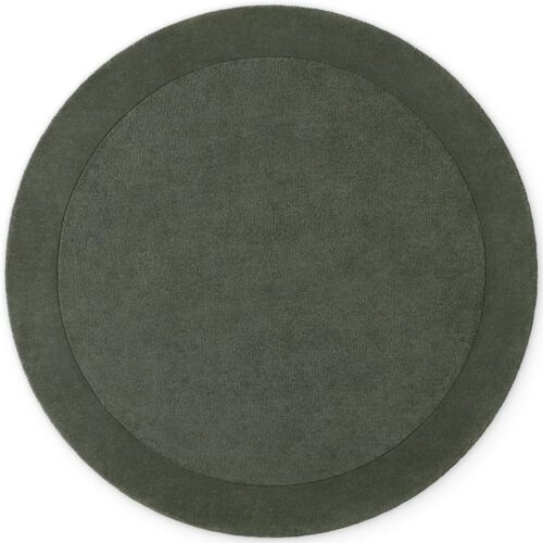 Tapis Rond En Laine Tufté Main Vert - 200cm