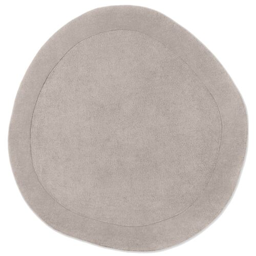 Tapis En Laine Rond Organique Tufté Main Gris - 160cm