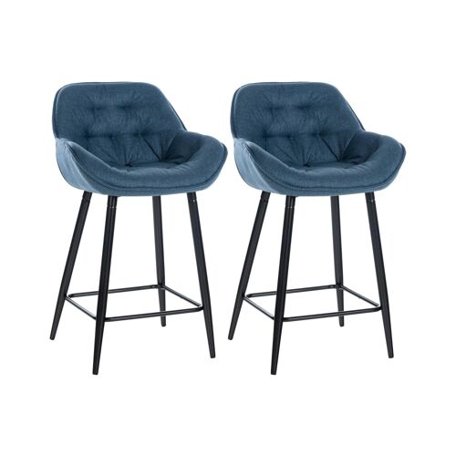 Lot de 2 Tabourets de bar Avec accoudoirs tissu Bleu