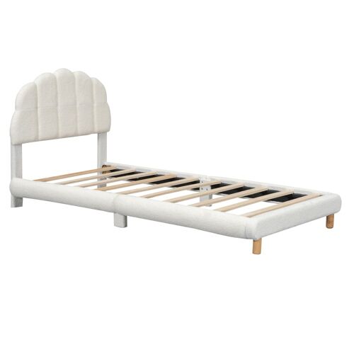Lit enfant blanc avec tête de lit arrondie 90 x 200 cm