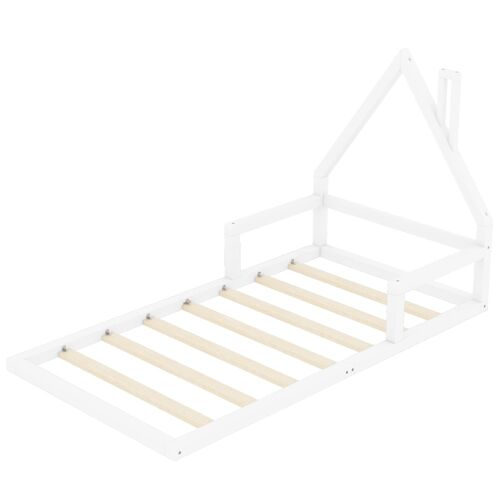 Lit enfant en pin massif blanc avec rangement 90 x 200 cm