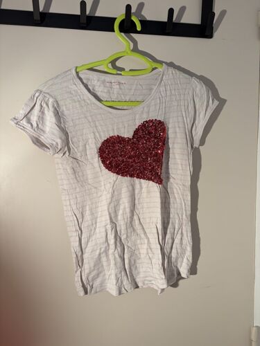 T-Shirt Monoprix Kids Rayé Rose Et Blanc - C?ur Sequins - Fille 14 Ans
