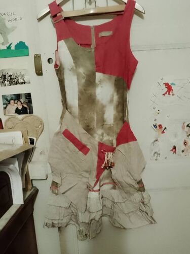 Robe Beige Clair /Blanc Haut Rose 38 M Femmes Je Vous Aime.