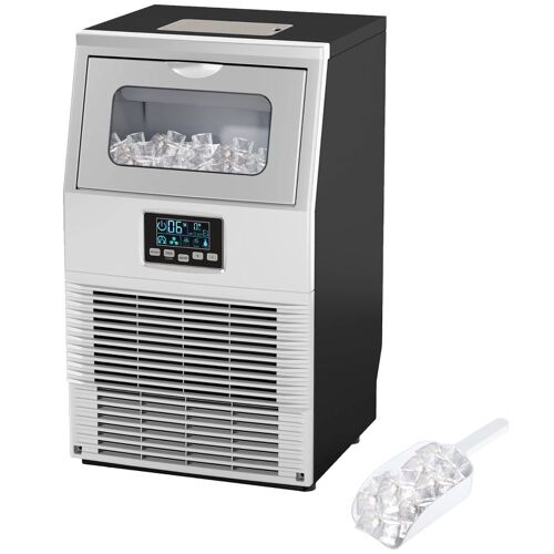 T0002-01-11470 Givrier commercial avec distributeur de glace (capacité de 30 kg sur 24 h), construction en PVC, sans BPA, affichage LED, production de glace en cubes, fabrication instantanée de glace