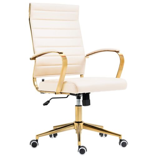 Chaise de bureau Pivotant ergonomique en pvc et synthetique Crème