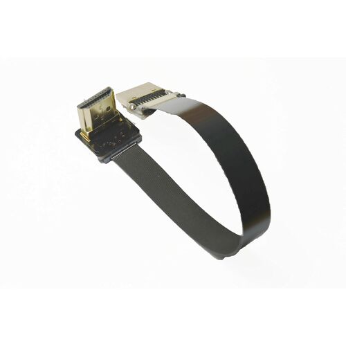 VornixorSarlshop-Câble plat et court FFC HDMI FPV HDMI standard coudé à 90 degrés vers HDMI mâle droit pour Red Blackmagic BMCC Sony FS7 Canon C300 (20 cm)