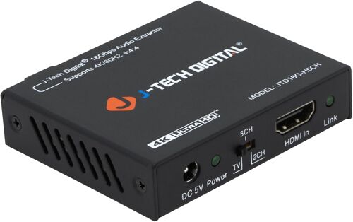 VornixorSarlshop-JTD18G-H5CH Extracteur audio HDMI 4K 60 Hz + sortie 3,5 mm compatible HDMI 2.0, bande passante 18 Gpb, HDCP 2.2, Dolby Digital/DTS Passthrough CEC, HDR10