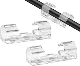 VornixorSarlshop-Lot de 50 Clips Auto-adhésifs pour Gestion des câbles, organisateurs de câbles pour TV, PC, Ordinateur Portable, câble Ethernet, Bureau, Maison