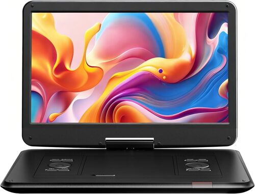 MEVRONISSHOP-Yoton Lecteur DVD Portable de 17,5"" avec Grand écran pivotant HD de 15,6"", 6 Heures d'autonomie avec Batterie intégrée, Deux Haut-parleurs stéréo, Prend en Charge USB/Carte SD/synchronis