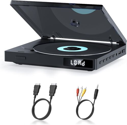 MEVRONISSHOP-Lecteur DVD HDMI pour téléviseur, Lecteur DVD Toutes Zones, Compatible avec Les systèmes NTSC/PAL, Lecture avec mémoire de Point d'arrêt Lecteur DVD Compact avec câble AV HDMI, télécomma