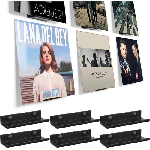 VornixorSarlshop-Support pour Vinyles, Support Disques Vinyle Étagère en Acrylique Pour Disques Flottante Murale 6 PCS Support de Vinyle en Métal Noir Étagère Murale Pour Albums