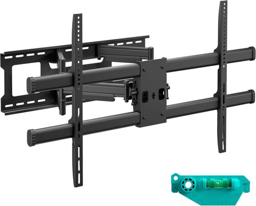 MEVRONISSHOP-Support TV Mural pour 42-120 Pouces Écrans Lourds jusqu'à 100 kg, Accroche Tele VESA 200x100-1000x600, Support Mural TV Orientable et Inclinable, Fixation Tele Murale Universel Noir M10-