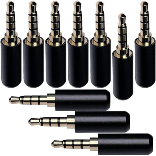 VornixorSarlshop-Cess-301 Noir 3.5 mm 4 Pole Male TRRS prise casque Jack connecteur de câble (LW) ¿ Lot de 10