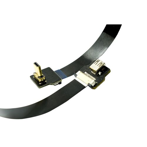 VornixorSarlshop-Câble HDMI plat fin et léger - HDMI FPC HDMI FPV - Micro HDMI mâle coudé à 90 degrés vers micro HDMI femelle - Pour GoPro, Sony A7RII, A7SII, A9, A6300, A6500 - Noir (100 cm)