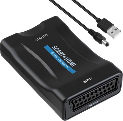 VornixorSarlshop-Adaptateur Péritel vers HDMI avec Câble USB 720p/1080p, Convertisseur Peritel HDMI pour TV Moniteur Projecteur, Scart Audio Vidéo HD Compatible avec PS3 DVD VHS Xbox Blu-Ray Plug and