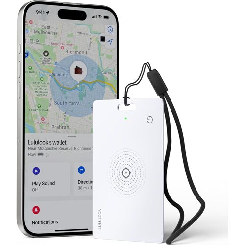 MEVRONISSHOP-Portefeuille Mince Air Tag Card pour Apple Find My (iOS Uniquement, Pas pour Android), Bluetooth Wallet Tracker pour iProducts Où se Trouve l'application, IP68 étanche, Blanche