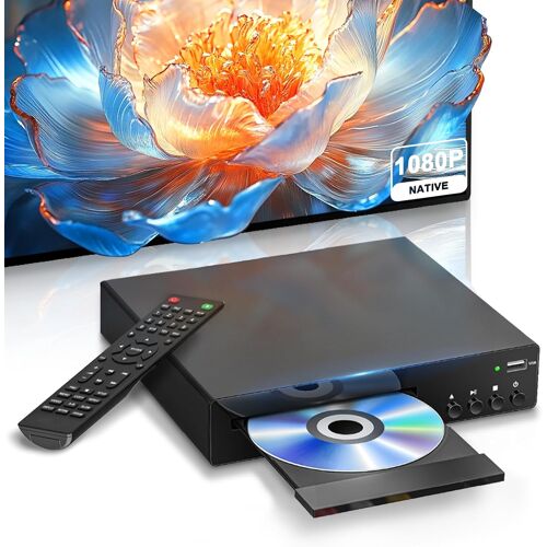 MEVRONISSHOP-Lecteur DVD Compact Port HDMI, Lecteur DVD Domestique Full HD 1080P pour Télévision, Prise en Charge Système NTSC/PAL, USB Intégré, Lecteur Disque Multizone avec Téléviseur Intelligent/S