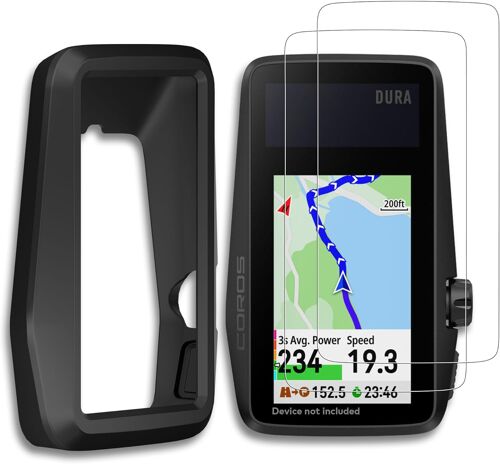 MEVRONISSHOP-Lot de 3 Coque en silicone x 1, protection d'écran en verre trempé HD x 2 Conçu pour les ordinateurs de vélo GPS Coros Dura Solar Anti-chute, antidérapant, anti-rayures / traces de doigt