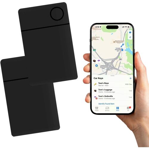 VornixorSarlshop-Lot de 2 cartes de suivi de trésors de monnaie, traceur portefeuille, compatible avec Apple Find My (iOS uniquement), carte de suivi pour trouver des porte-bagages, des échances d'ar