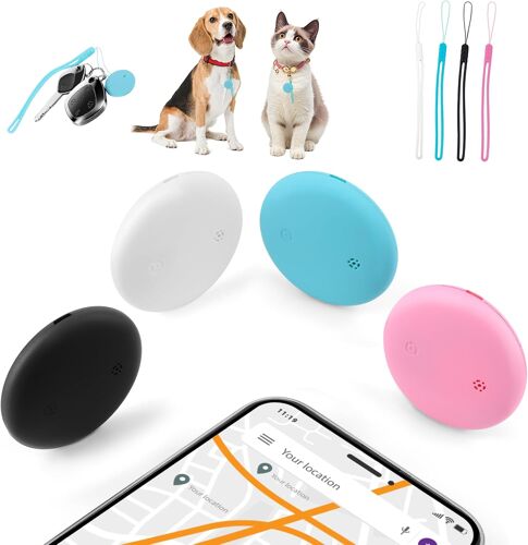 VornixorSarlshop-Lot de 4 localisateurs de clés Bluetooth - Compatible avec Apple Wo est application (iOS uniquement) - Tag pour clés/bagages/valise/portefeuille, étanchéité IP68, batterie remplaçabl