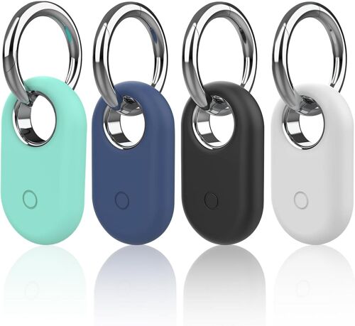 VornixorSarlshop-4pcs Coque Silicone pour Smarttag Samsung 2 Protection Antichoc Antirayures avec Porte-clés Résistant Compatible avec Samsung Smart Tag 2 Étui Souple pour Clés Sacs Bagages