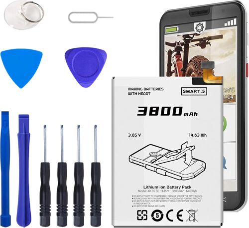 VornixorSarlshop-Batterie de rechange pour Emporia SMART.5, AK-S5-BC, 3800 mAh, haute capacité, compatible avec Emporia SMART.5