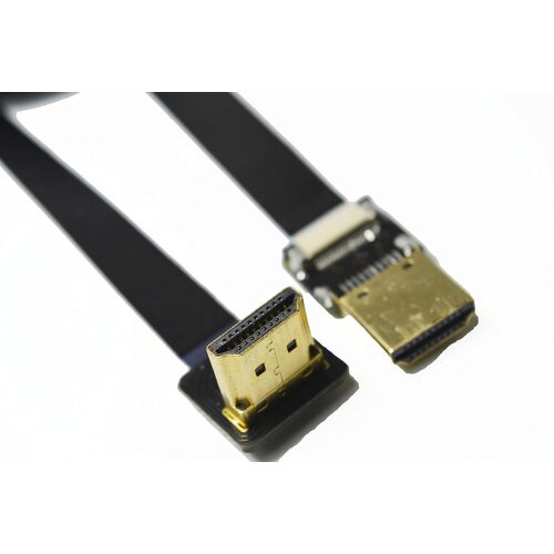 VornixorSarlshop-Long câble plat HDMI FFC fin léger FPV HDMI standard Full HDMI vers HDMI mâle standard 90 degrés pour RED BMCC FS7 C300 Noir (60 cm)