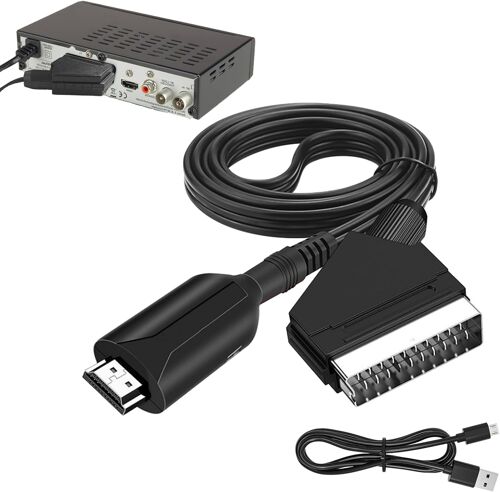 MEVRONISSHOP-Cable Peritel HDM1, Adaptateur Péritel vers HDM1 Tout en Un vers 1080p/720p avec Câble pour Ecran TV HD, Projecteur STB, VHS, Xbox, PS3, Sky Blu-Ray Lecteur DVD