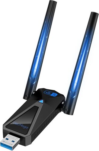 MEVRONISSHOP-Clé WiFi, 1300Mbps Clé USB WiFi 2.4GHz/5GHz Dual Band Internet, USB 3.0 Cpl WiFi, Antenne WiFi 2 x 5dBi High Gain WiFi Antennas, Compatible avec Windows 11/10/8/7/Vista/XP Mac Linux