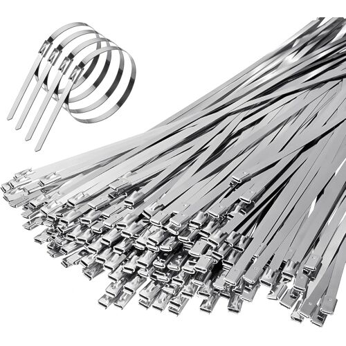 VornixorSarlshop-Collier de Serrage Métallique 300 × 4,6mm, 200 Pièces Attache Cable INOX, Attaches de Câble Robustes, Collier de Serrage INOX Autobloquante, pour Enroulement D'échappement, Câbles, C
