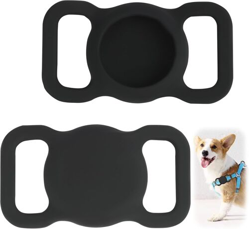Vornixorsarlshop-2pcs Collier Pour Chien Support Compatible Avec Airtag,Étuis Collier Pour Chien Et Chat,Pet Colliers De Compagnie Anti-Perte Porte-Clés,Endentif En Silicone Anti-Perte, Étanche Et Lé