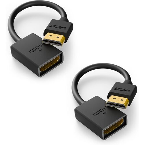 VornixorSarlshop-Rallonge HDMI Male Femelle Câble d'Extension HDMI pour TV Stick 4K 14cm Lot de 2
