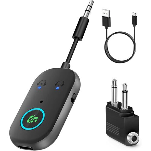 MEVRONISSHOP-Récepteur Bluetooth 5.3,Emetteur Bluetooth 2 en 1 Adaptateur Bluetooth Jack 3,5mm,Récepteur Bluetooth Jack,Prend en Charge 2 for AirPods/Casques,Emetteur Aux pour TV/PC/Voiture/Gym/Avion
