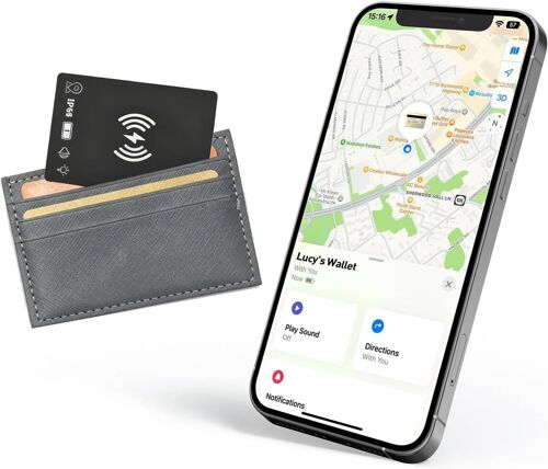VornixorSarlshop-Tracker Tag Card Localisateur rechargeable, compatible avec Apple App (iOS uniquement, non pour Android), étanche IP68, carte pour bagages, porte-monnaie, passeports, clés, 1 pack