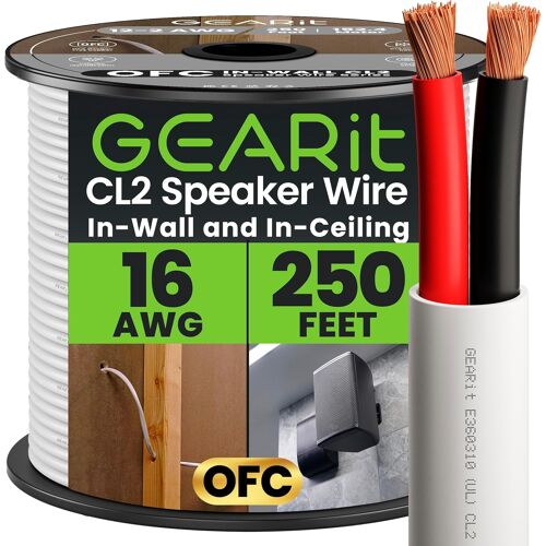 VornixorSarlshop-Câble de Haut-Parleur CL2 OFC GearIT Pro Series 250' 16 AWG