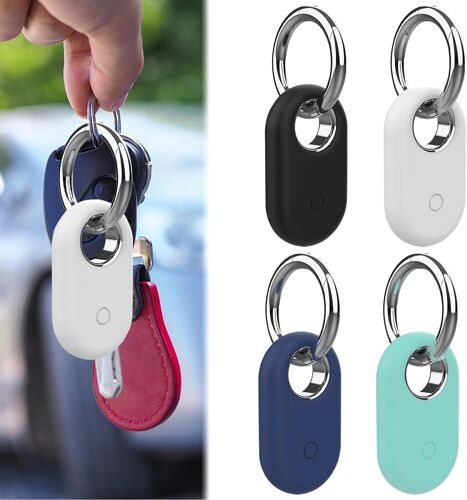 VornixorSarlshop-Lot de 4 étuis pour Samsung Galaxy SmartTag 2, Samsung SmartTag 2, étui de Protection Samsung Smart Tag avec Porte-clés, étui Smart Tag 2, étui de Protection Portable en Silicone, Co