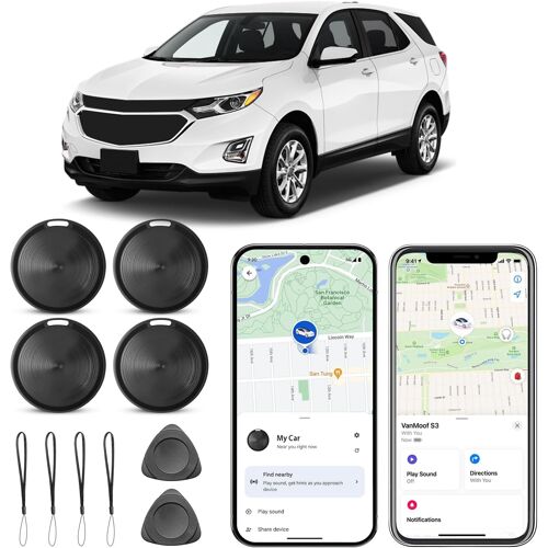 VornixorSarlshop-Lot de 4 localisateurs de clés Android compatibles avec Google Mon appareil (Android uniquement), localisateur de clés Bluetooth pour bagages, sacs, valises, portefeuilles, noir