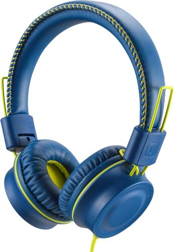 VornixorSarlshop-M2 Casque filaire pour enfants, pliable, réglable, stéréo, sans n?uds, prise jack 3,5 mm, casque supra-auriculaire pour enfants/adolescents/filles/école/Kindle/avion (Bleu)