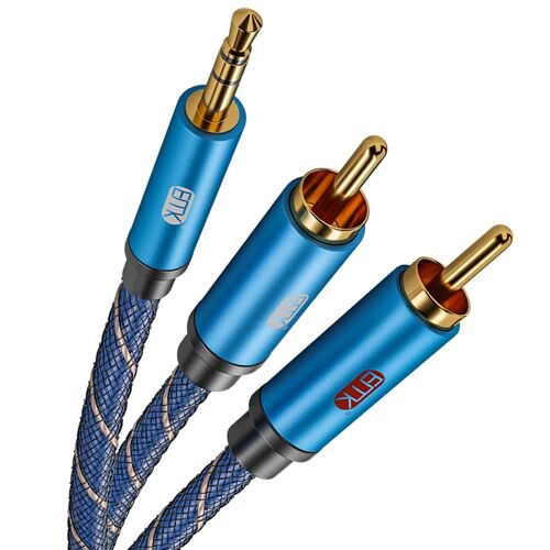VornixorSarlshop-câble RCA mâle 3,5 mm vers 2RCA mâle audio stéréo câble adaptateur en nylon tressé, durable, souple et aux RCA Y Cordon Compatible avec les smartphones, MP3, tablettes, haut-parleurs