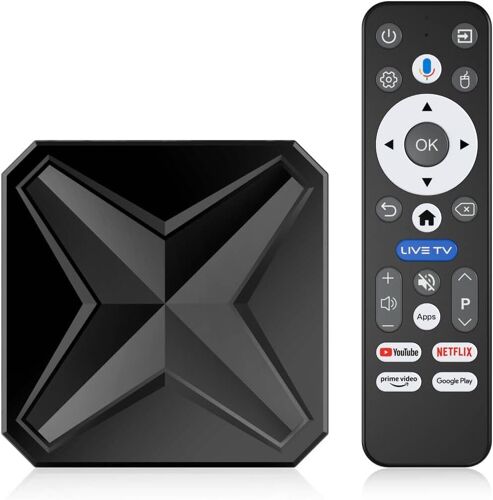 MEVRONISSHOP-Plusefell Android 14 TV Box, Boitier Android TV 8k Ultra HD 2GB RAM 16GB ROM RK3518 Quad Core Cores-A53 Mali 450 MP2 GPU, Smart TV Box 2.4/5.8Ghz WiFi 6 BT 5.4