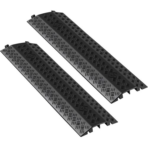 MEVRONISSHOP-Rampe de Protection Câbles, Lot de 2, Passage de Câble au Sol, Canal 51 x 28 mm, Cache-câbles au Sol, Charge 7938 kg, Passe Câble pour Zones à Forte Circulation Piétonne, Intérieur, Exté