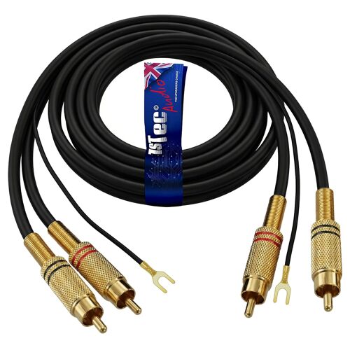 VornixorSarlshop-Câble de lecteur vinyle de 10 m avec deux prises RCA moulées rouge et blanc - Conducteurs OFC - Arrêtez les bourdonnements et les bourdonnements - Bruit de vos haut-parleurs HiFi - 1