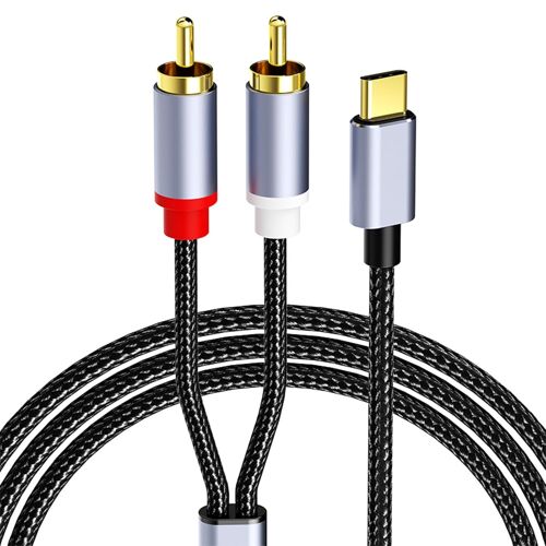 MEVRONISSHOP-Câble USB de type C vers 2 RCA,Câble Adaptateur USB-C Vers Jack Audio,Cable Jack Auxiliaire Voiture iPhone pour iPhone 15/Pad/Amplificateur/Home Cinéma/Enceinte/HDTV